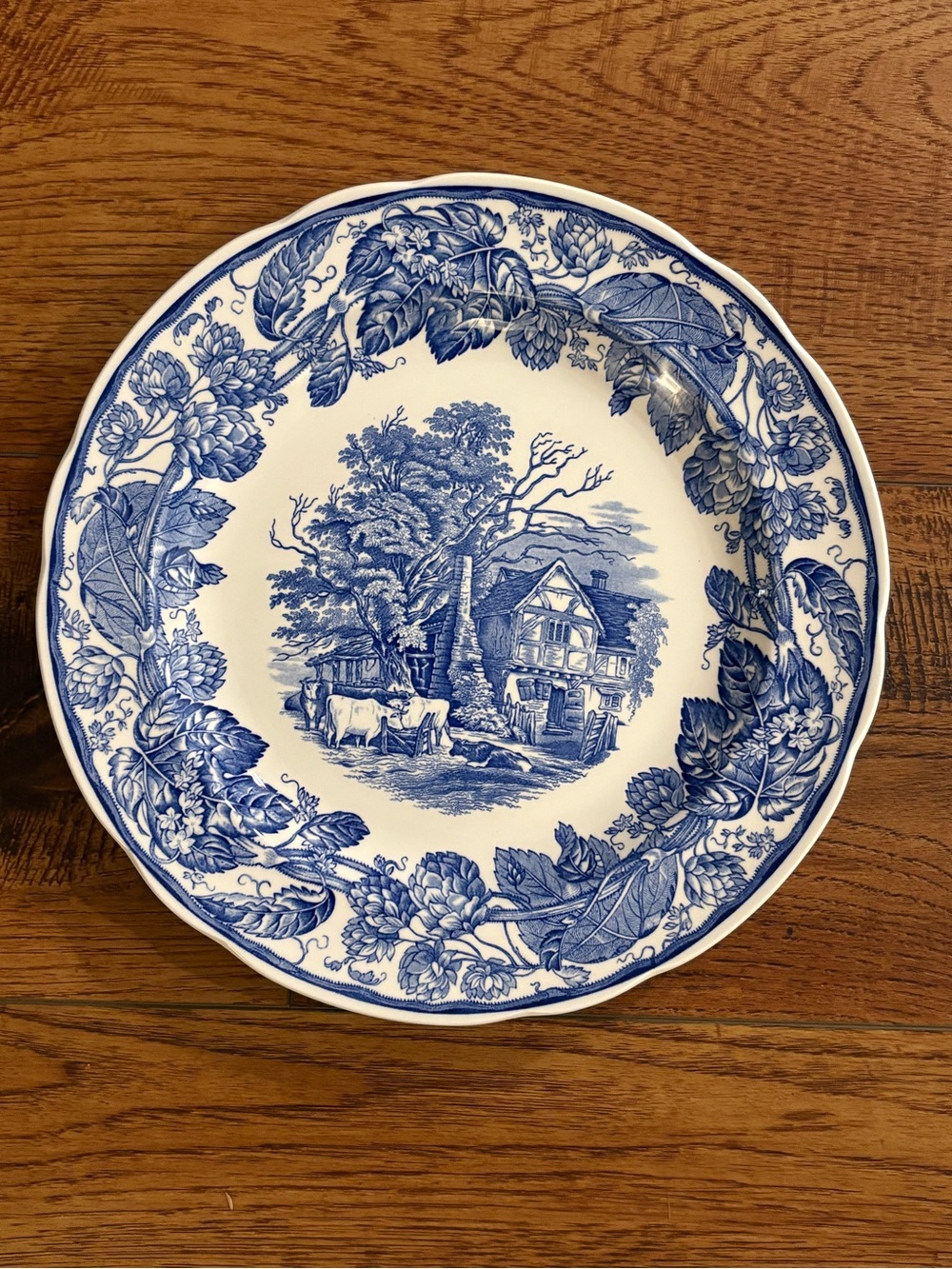 Spode Blue Room Rural Scenes Transferware Dinner Plate England 10.5”
